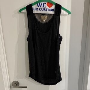 Ikks Black Textured Tank Top